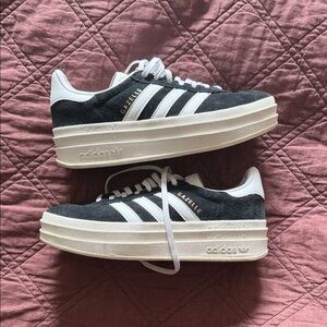 Adidas Women's Black and White Gazelle Platform Sneakers